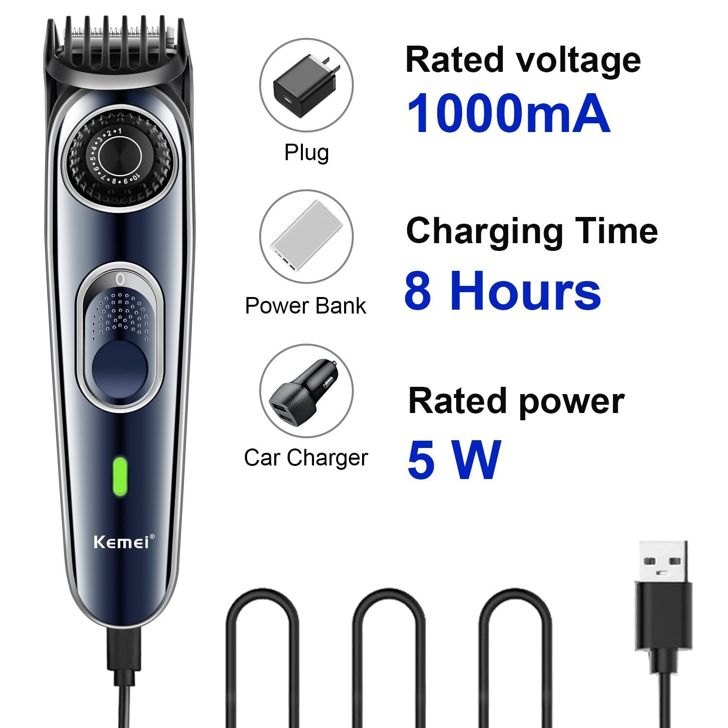 Rechargeable Professional Hair & Beard Trimmer with Precision Blade & USB Charging - Image 2