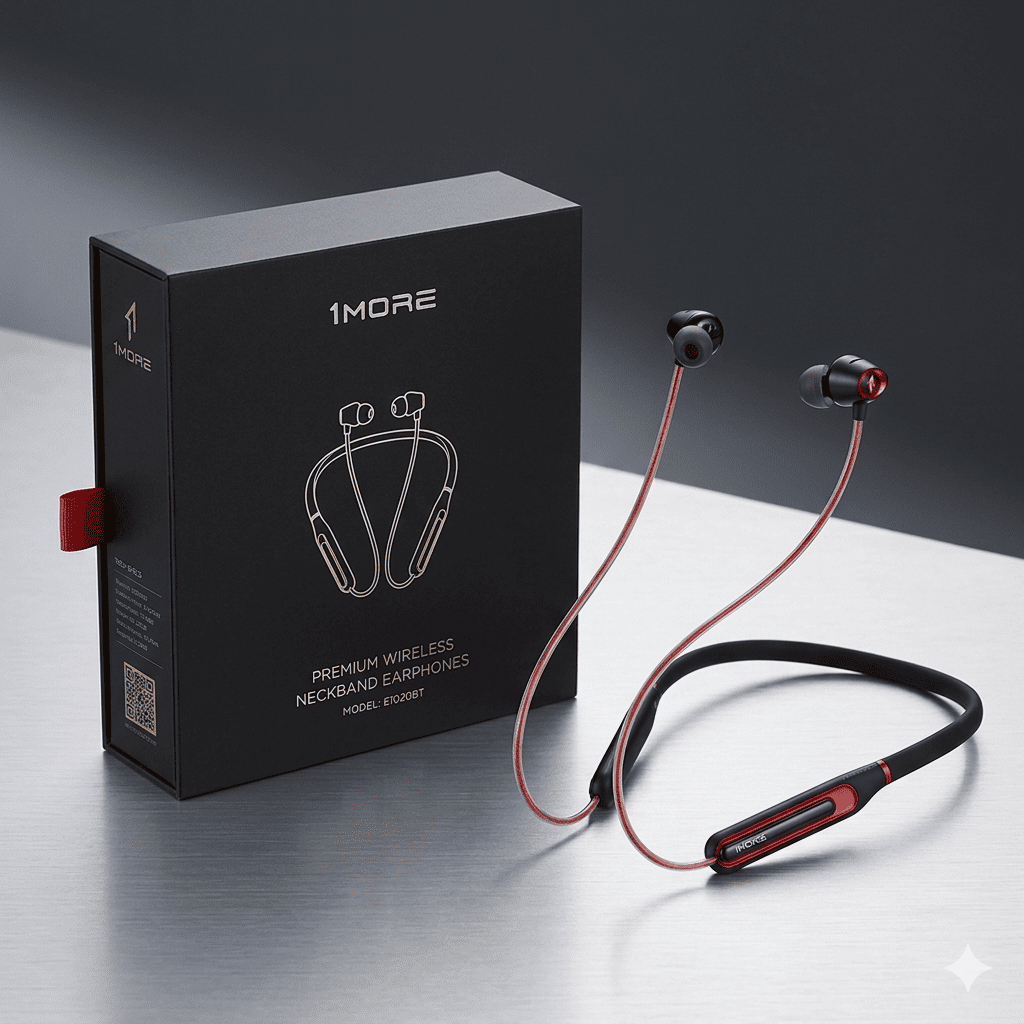 1MORE Premium Wireless Neckband Earphones with Deep Bass & HD Mic (E1026BT)