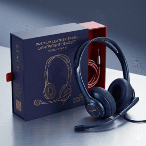 Premium Leather Finish Lightweight Wired Headset with Noise Reduction Mic (CS-PRO-10)