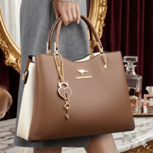 Luxury Brown & Cream Leather Handbag