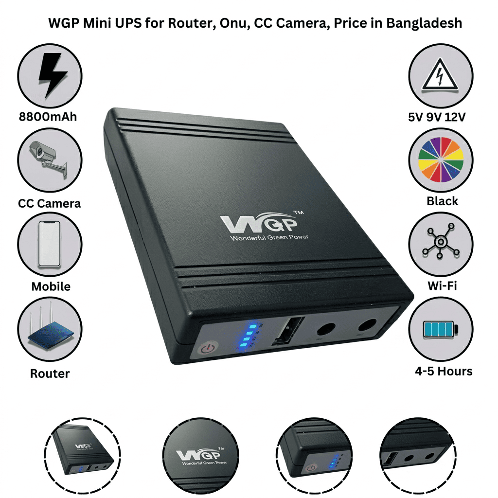 WGP Mini UPS (রাউটার ও ONU এর জন্য) 5V/12V আউটপুটসহ – লোডশেডিং ব্যাকআপ সলিউশন - Image 2